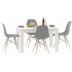 Stół kuchenny 120x80 Biały + 4 krzesła Skandynawskie Milano Szare
